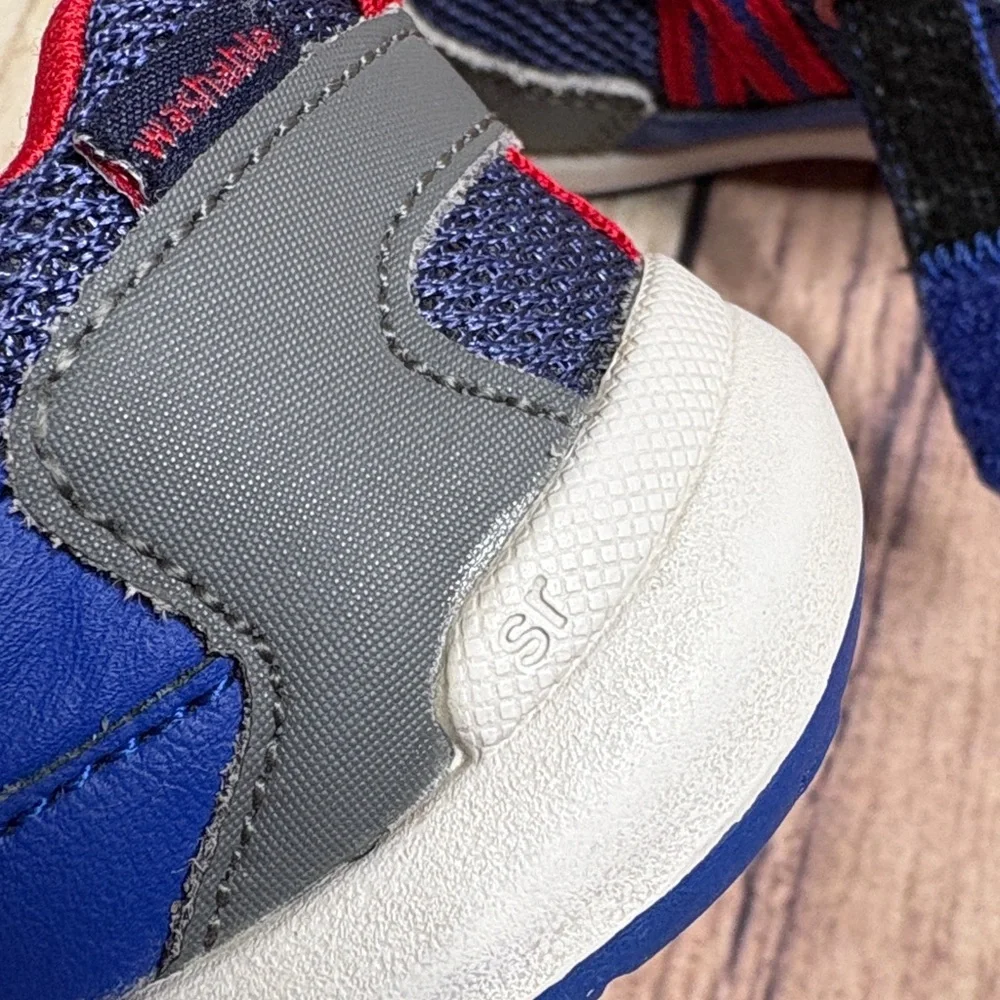 Stride Rite Velcro Closure Sneakers Blue And Red Boys Size 6 Wide Width - Picture 10 of 12